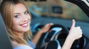 Woman on driving lesson